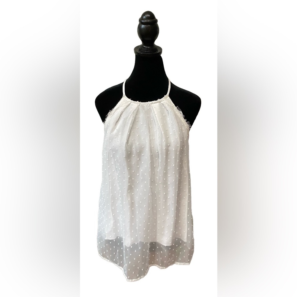 Alta: White Swiss Dot Ballatcore Top